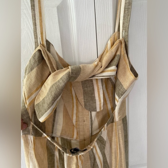 NWT Romeo+ Juliet Linen Blend Tie Back Striped Wide Leg Jumpsuit Size M - Picture 12 of 14